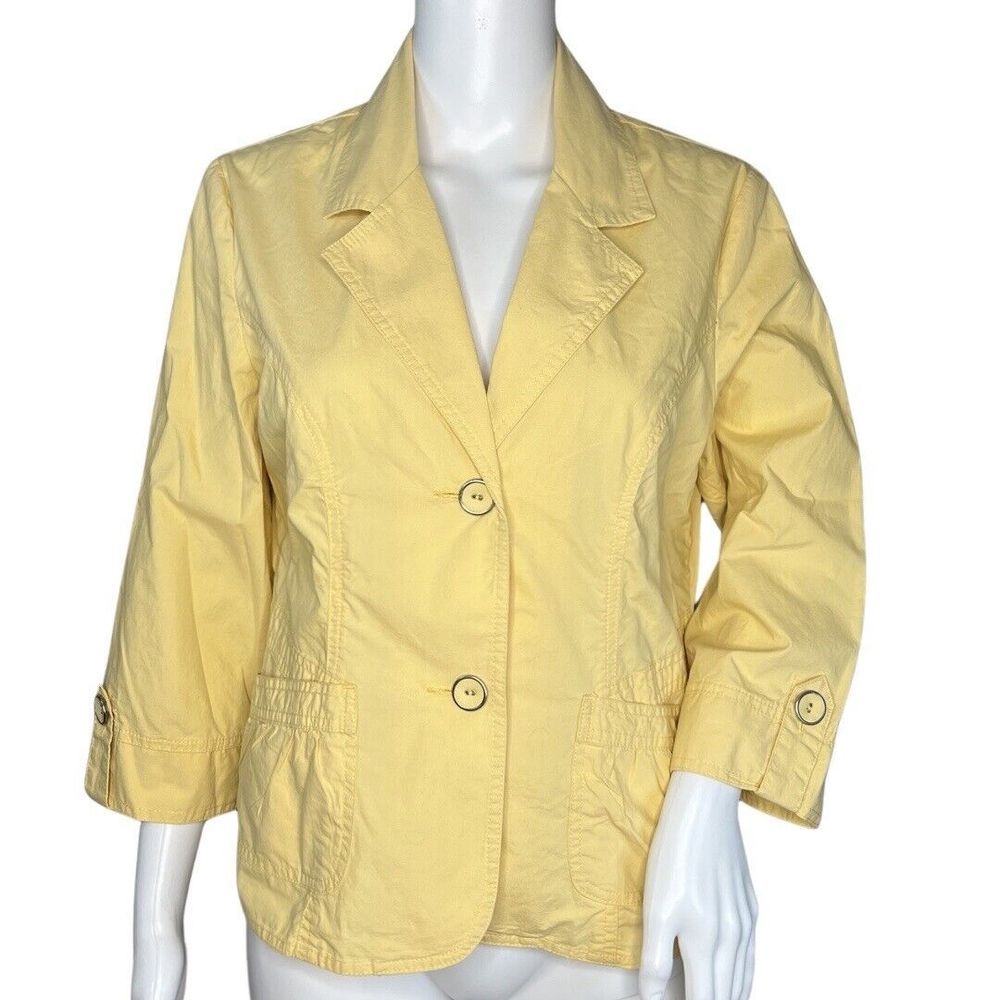 Chicos Blazer Women Small 0 Yellow Lightweight Jacket‎ Career Office Work Casual